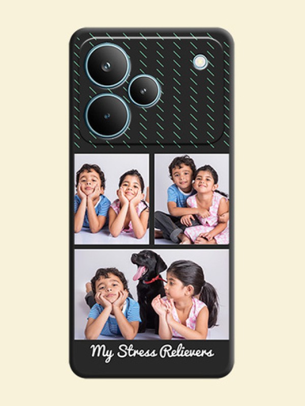 Cross Dotted Pattern with 2 Image Holder On Space Black Custom Soft Matte Mobile Back Cover - Realme P4 Pro 5G