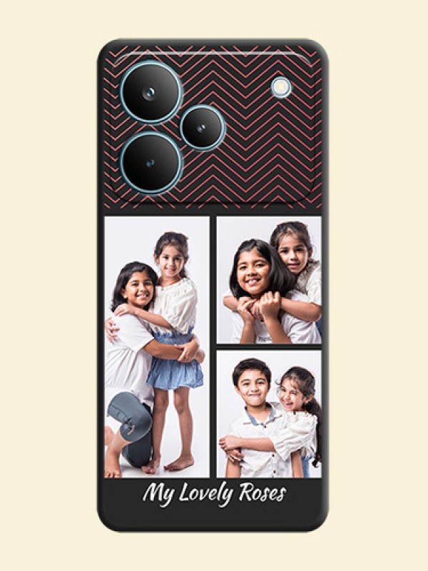 Wave Pattern with 3 Image Holder On Space Black Custom Soft Matte Mobile Back Cover - Realme P4 Pro 5G