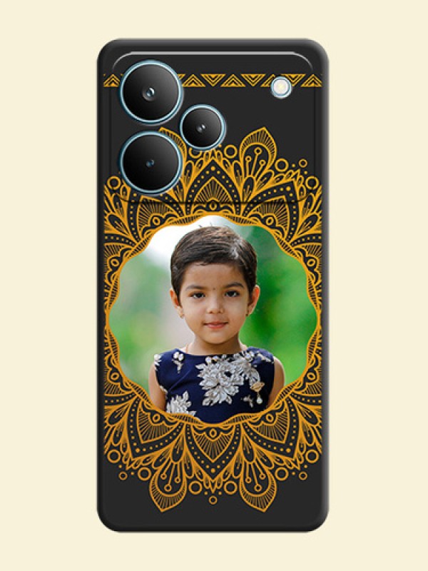 Round Image with Floral Design On Space Black Custom Soft Matte Mobile Back Cover - Realme P4 Pro 5G