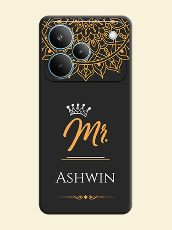 Mr Name with Floral Design On Space Black Custom Soft Matte Mobile Back Cover - Realme P4 Pro 5G