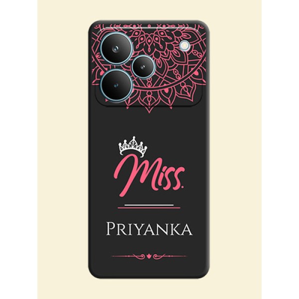 Mrs Name with Floral Design On Space Black Custom Soft Matte Mobile Back Cover - Realme P4 Pro 5G Mrs Name with Floral Design On Space Black Custom Soft Matte Mobile Back Cover - Realme P4 Pro 5G