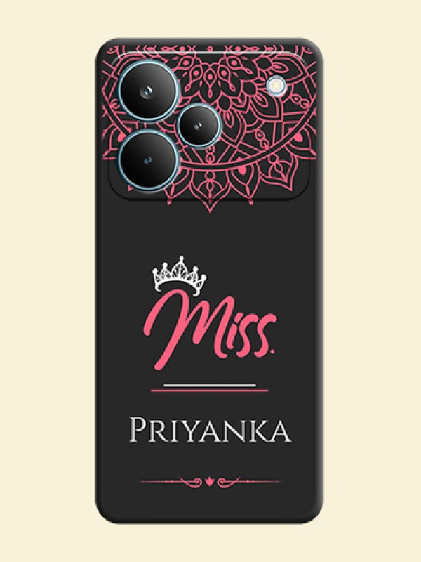 Mrs Name with Floral Design On Space Black Custom Soft Matte Mobile Back Cover - Realme P4 Pro 5G