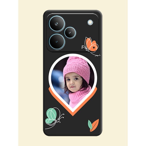 Upload Pic With Simple Butterly Design On Space Black Custom Soft Matte Mobile Back Cover - Realme P4 Pro 5G Upload Pic With Simple Butterly Design On Space Black Custom Soft Matte Mobile Back Cover - Realme P4 Pro 5G