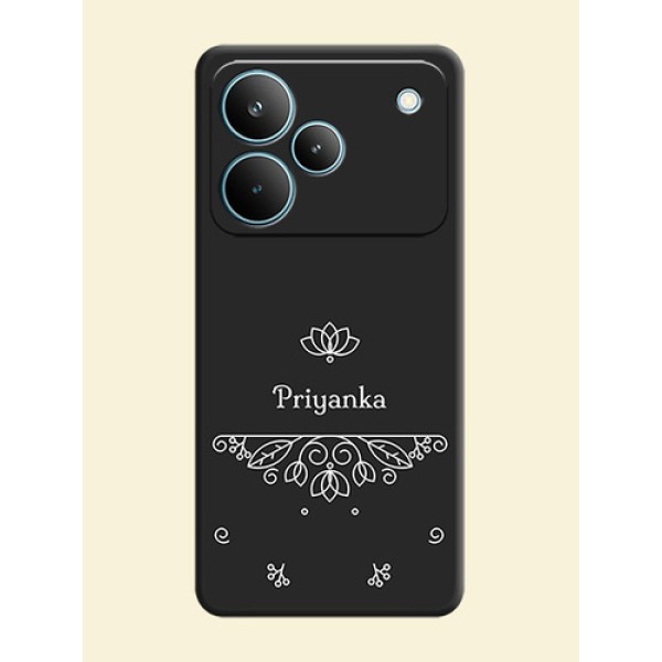 Lotus Garden Custom Text On Space Black Custom Soft Matte Mobile Back Cover - Realme P4 Pro 5G Lotus Garden Custom Text On Space Black Custom Soft Matte Mobile Back Cover - Realme P4 Pro 5G