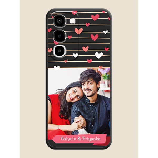 Love Pattern with Name on Pink Ribbon on Photo On Space Black Custom Soft Matte Mobile Back Cover - Realme P4R 5G