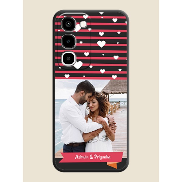 White Color Love Symbols with Pink Lines Pattern On Space Black Custom Soft Matte Mobile Back Cover - Realme P4R 5G White Color Love Symbols with Pink Lines Pattern On Space Black Custom Soft Matte Mobile Back Cover - Realme P4R 5G