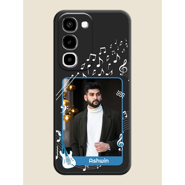 Musical Theme Design with Text on Photo On Space Black Custom Soft Matte Mobile Back Cover - Realme P4R 5G Musical Theme Design with Text on Photo On Space Black Custom Soft Matte Mobile Back Cover - Realme P4R 5G