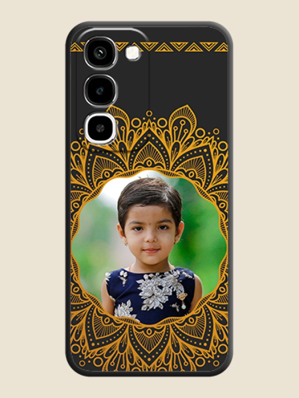 Round Image with Floral Design On Space Black Custom Soft Matte Mobile Back Cover - Realme P4R 5G