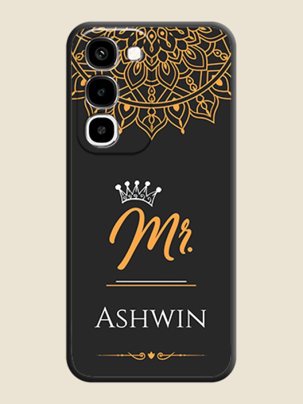 Mr Name with Floral Design On Space Black Custom Soft Matte Mobile Back Cover - Realme P4R 5G