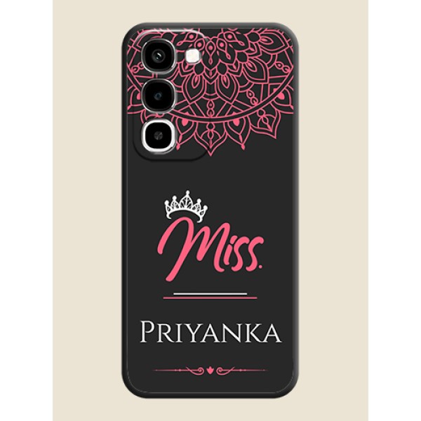 Mrs Name with Floral Design On Space Black Custom Soft Matte Mobile Back Cover - Realme P4R 5G Mrs Name with Floral Design On Space Black Custom Soft Matte Mobile Back Cover - Realme P4R 5G