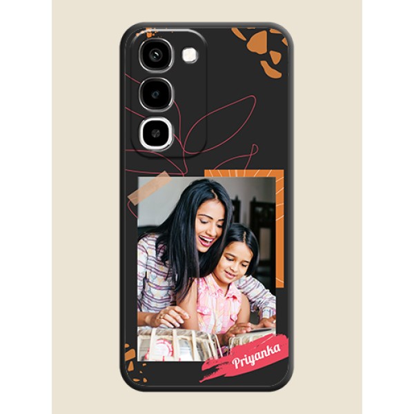 Orange Photo Frame On Space Black Custom Soft Matte Mobile Back Cover - Realme P4R 5G Orange Photo Frame On Space Black Custom Soft Matte Mobile Back Cover - Realme P4R 5G