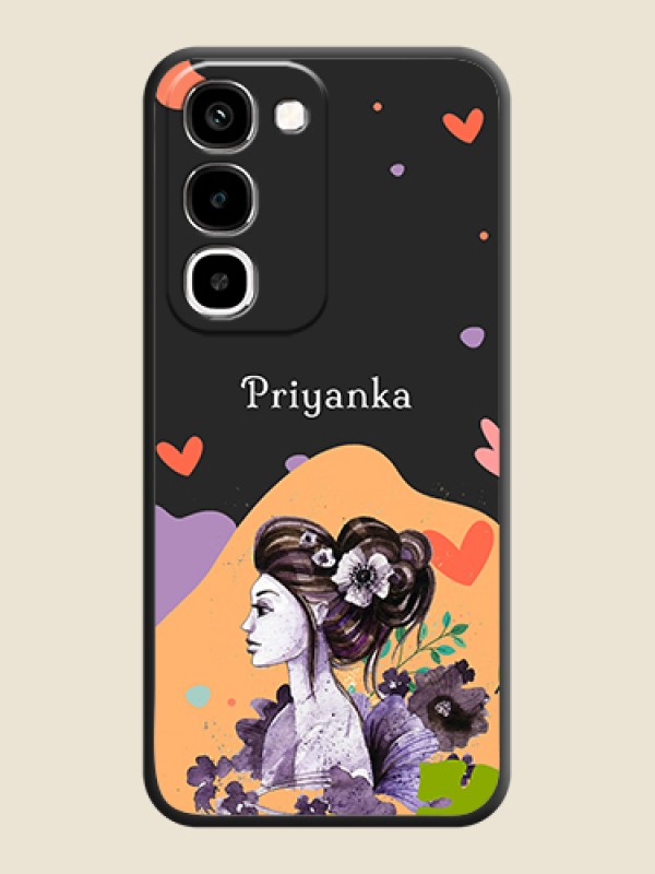 Namecase For Her With Fancy Lady Image On Space Black Custom Soft Matte Mobile Back Cover - Realme P4R 5G