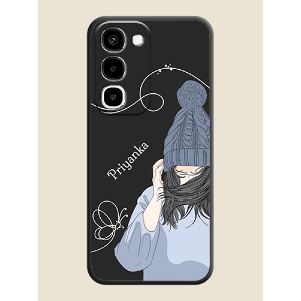 Girl With Blue Winter Outfiit Custom Text Design On Space Black Custom Soft Matte Mobile Back Cover - Realme P4R 5G Girl With Blue Winter Outfiit Custom Text Design On Space Black Custom Soft Matte Mobile Back Cover - Realme P4R 5G