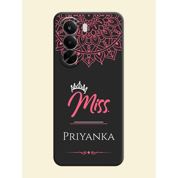 Mrs Name with Floral Design On Space Black Custom Soft Matte Mobile Back Cover - Realme P4X 5G Mrs Name with Floral Design On Space Black Custom Soft Matte Mobile Back Cover - Realme P4X 5G
