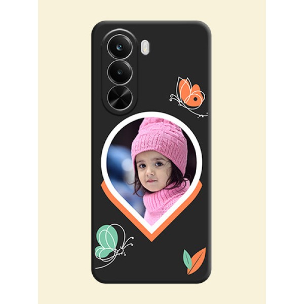 Upload Pic With Simple Butterly Design On Space Black Custom Soft Matte Mobile Back Cover - Realme P4X 5G Upload Pic With Simple Butterly Design On Space Black Custom Soft Matte Mobile Back Cover - Realme P4X 5G