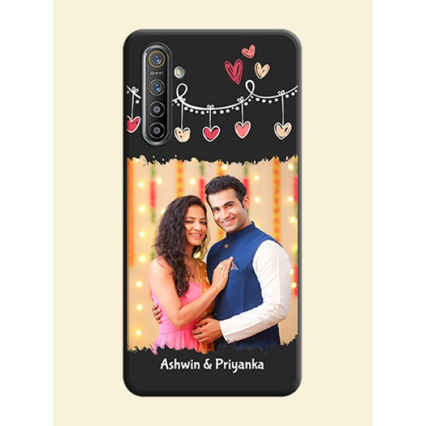 Pink Love Hangings with Name on Space Black Custom Soft Matte Phone Cases - Realme XT Pink Love Hangings with Name on Space Black Custom Soft Matte Phone Cases - Realme XT
