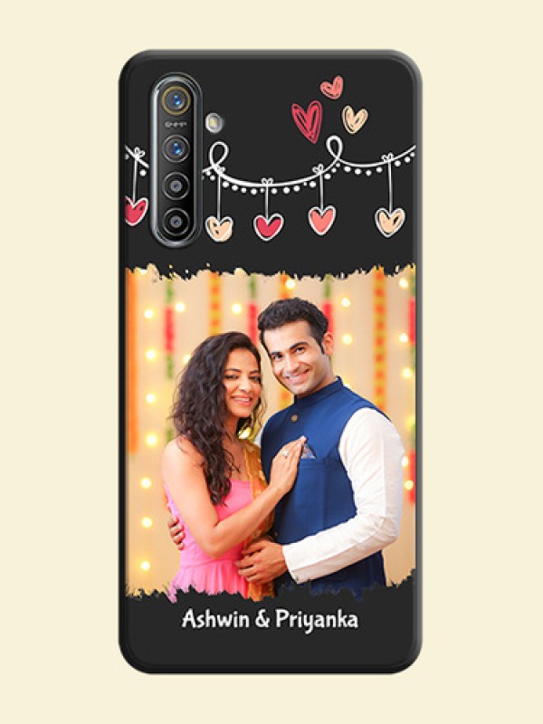 Pink Love Hangings with Name on Space Black Custom Soft Matte Phone Cases - Realme XT