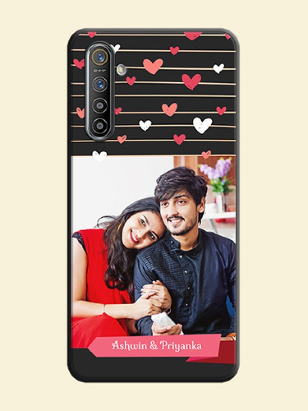 Love Pattern with Name on Pink Ribbon  - Photo on Space Black Soft Matte Back Cover - Realme XT
