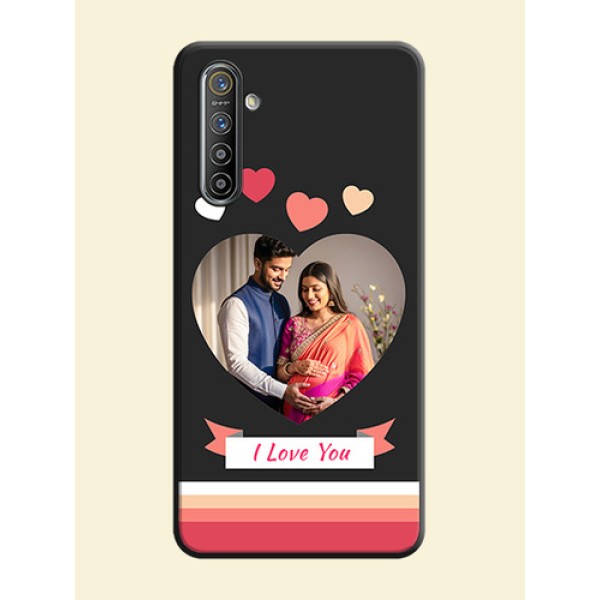 Love Shaped Photo with Colorful Stripes on Personalised Space Black Soft Matte Cases - Realme XT Love Shaped Photo with Colorful Stripes on Personalised Space Black Soft Matte Cases - Realme XT
