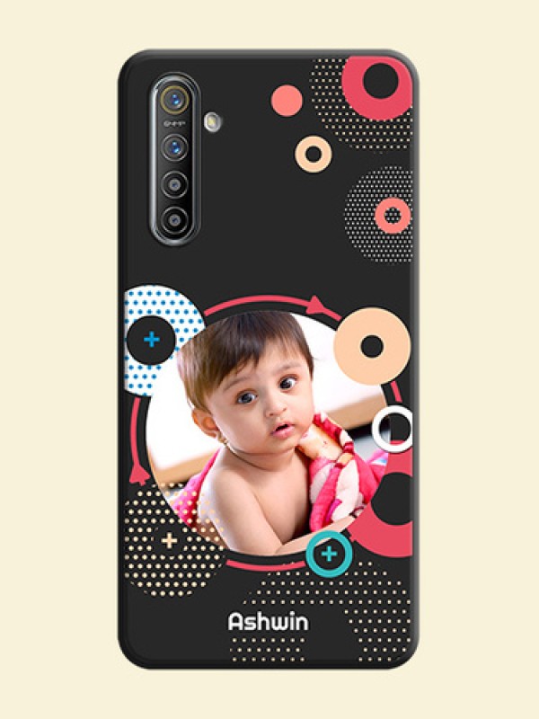 Multicoloured Round Image on Personalised Space Black Soft Matte Cases - Realme XT