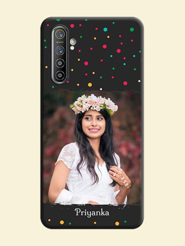 Multicolor Dotted Pattern with Text on Space Black Custom Soft Matte Phone Back Cover - Realme XT