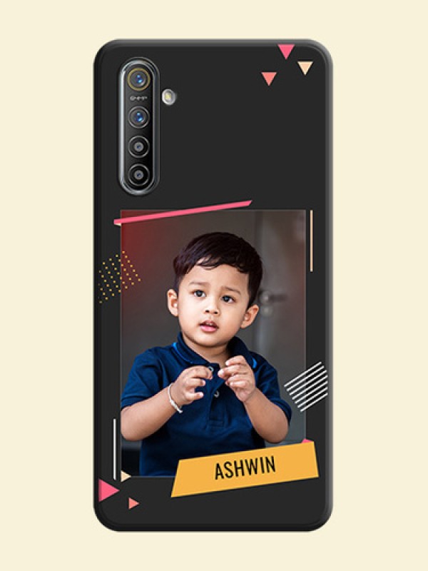 Photo Frame with Triangle Small Dots - Photo on Space Black Soft Matte Back Cover - Realme XT
