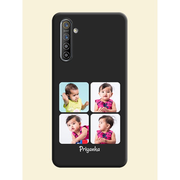 Floral Art with 6 Image Holder - Photo on Space Black Soft Matte Mobile Case - Realme XT Floral Art with 6 Image Holder - Photo on Space Black Soft Matte Mobile Case - Realme XT