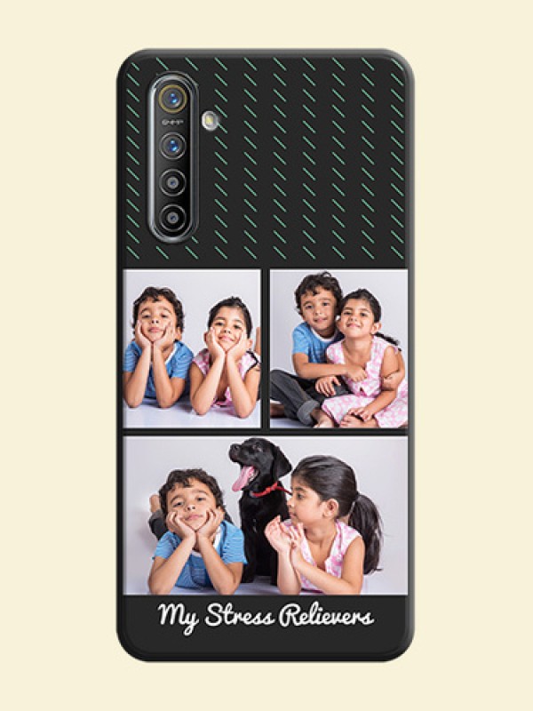 Cross Dotted Pattern with 2 Image Holder  on Personalised Space Black Soft Matte Cases - Realme XT