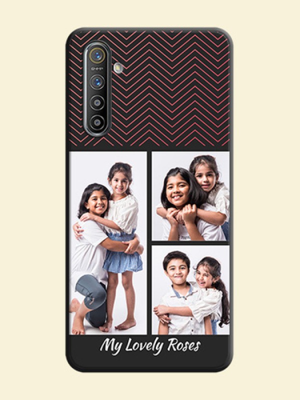 Wave Pattern with 3 Image Holder on Space Black Custom Soft Matte Back Cover - Realme XT