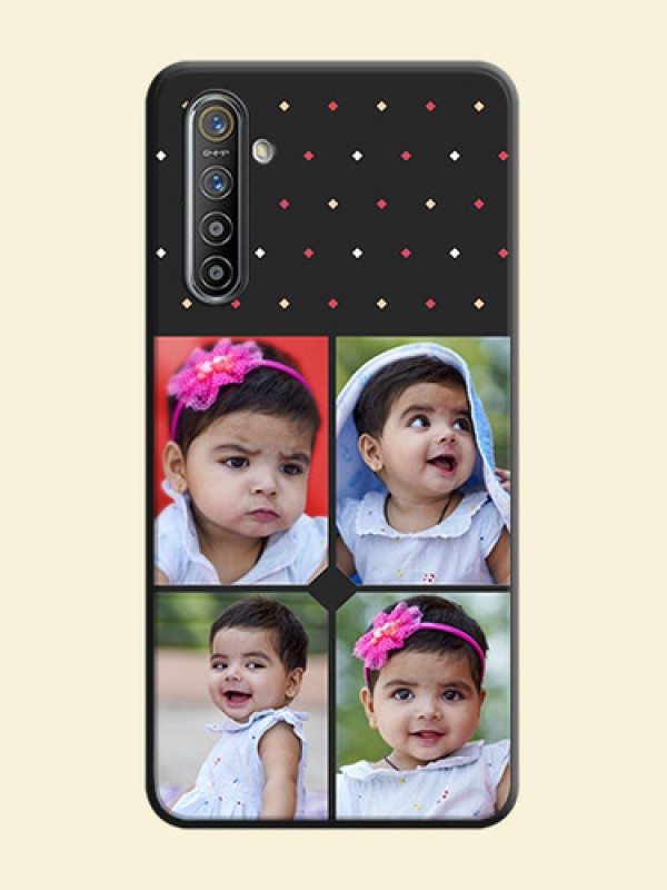 Multicolor Dotted Pattern with 4 Image Holder on Space Black Custom Soft Matte Phone Cases - Realme XT