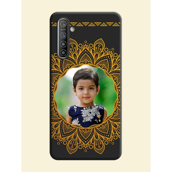 Round Image with Floral Design - Photo on Space Black Soft Matte Mobile Cover - Realme XT Round Image with Floral Design - Photo on Space Black Soft Matte Mobile Cover - Realme XT