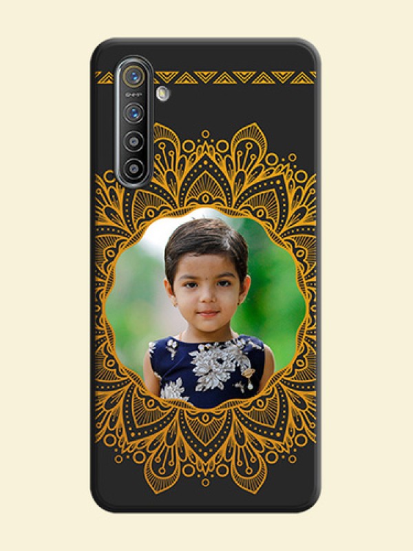 Round Image with Floral Design - Photo on Space Black Soft Matte Mobile Cover - Realme XT