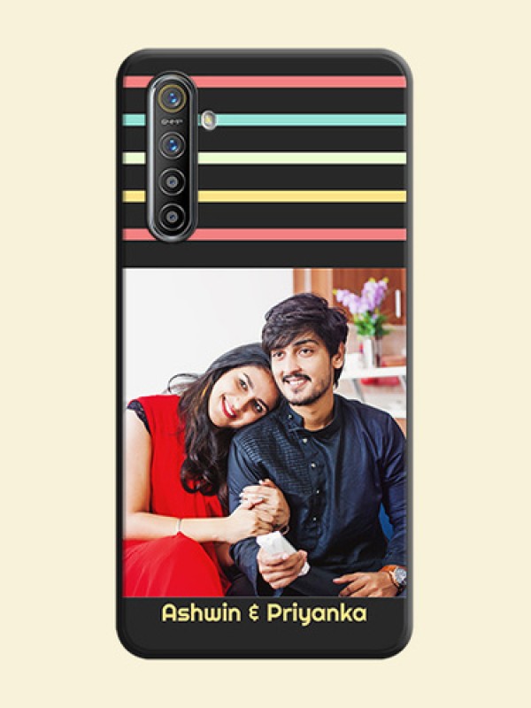 Color Stripes with Photo and Text - Photo on Space Black Soft Matte Mobile Case - Realme XT