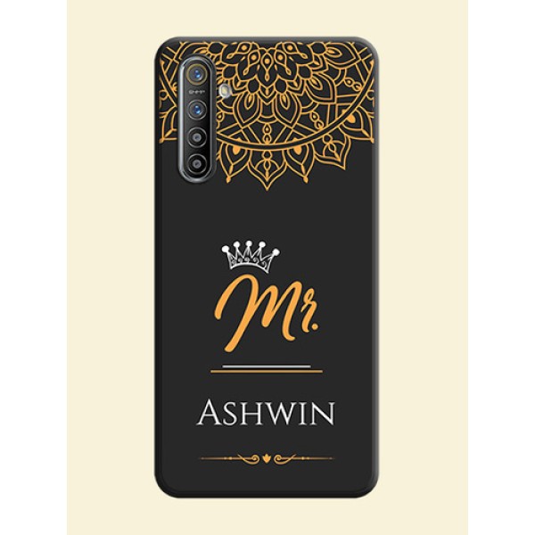 Mr Name with Floral Design on Personalised Space Black Soft Matte Cases - Realme XT Mr Name with Floral Design on Personalised Space Black Soft Matte Cases - Realme XT