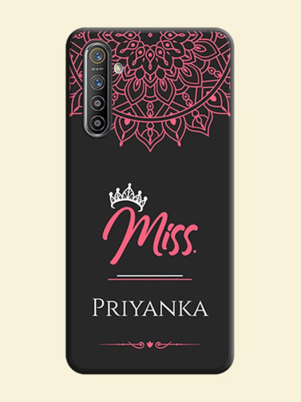 Mrs Name with Floral Design on Space Black Personalized Soft Matte Phone Covers - Realme XT