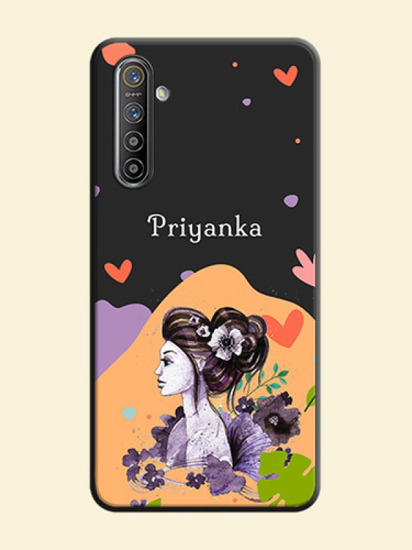 Namecase For Her With Fancy Lady Image On Space Black Personalized Soft Matte Phone Covers -Realme Xt
