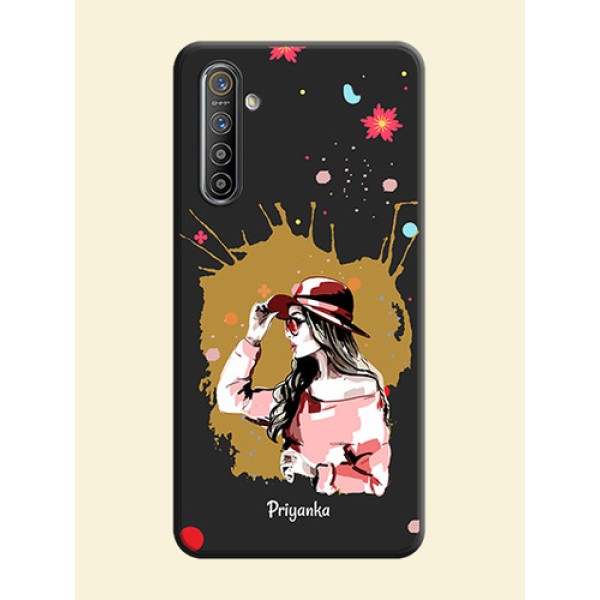 Mordern Lady With Color Splash Background With Custom Text On Space Black Personalized Soft Matte Phone Covers -Realme Xt
