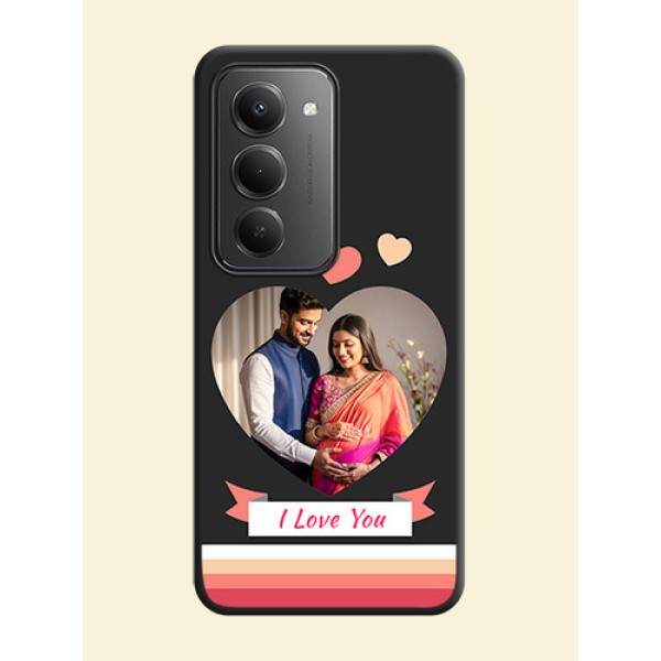 Love Shaped Photo with Colorful Stripes On Space Black Custom Soft Matte Mobile Back Cover - Redmi 15 5G Love Shaped Photo with Colorful Stripes On Space Black Custom Soft Matte Mobile Back Cover - Redmi 15 5G