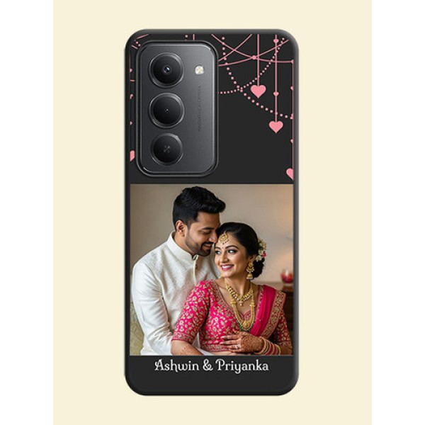 Pink Love Hangings with Text On Space Black Custom Soft Matte Mobile Back Cover - Redmi 15 5G Pink Love Hangings with Text On Space Black Custom Soft Matte Mobile Back Cover - Redmi 15 5G