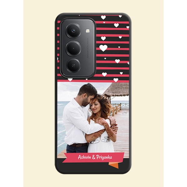 White Color Love Symbols with Pink Lines Pattern On Space Black Custom Soft Matte Mobile Back Cover - Redmi 15 5G White Color Love Symbols with Pink Lines Pattern On Space Black Custom Soft Matte Mobile Back Cover - Redmi 15 5G