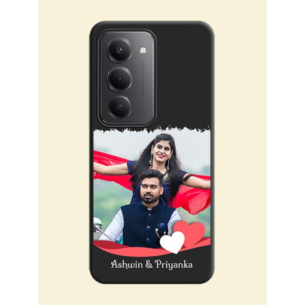 Pin Color Love Shaped Ribbon Design with Text On Space Black Custom Soft Matte Mobile Back Cover - Redmi 15 5G Pin Color Love Shaped Ribbon Design with Text On Space Black Custom Soft Matte Mobile Back Cover - Redmi 15 5G