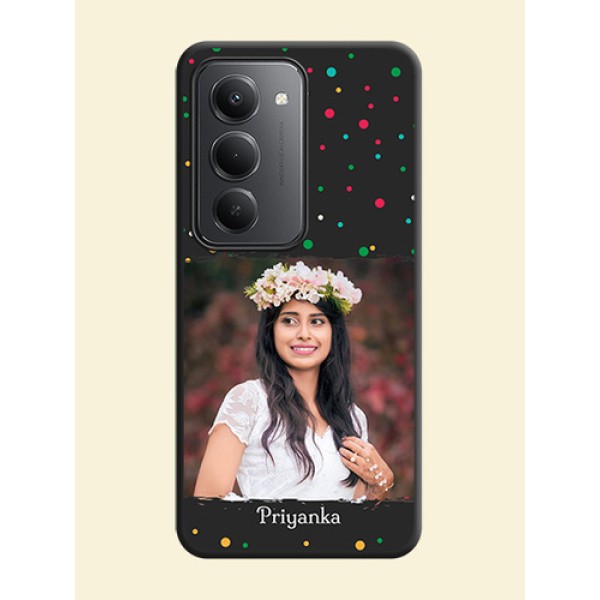 Multicolor Dotted Pattern with Text On Space Black Custom Soft Matte Mobile Back Cover - Redmi 15 5G Multicolor Dotted Pattern with Text On Space Black Custom Soft Matte Mobile Back Cover - Redmi 15 5G