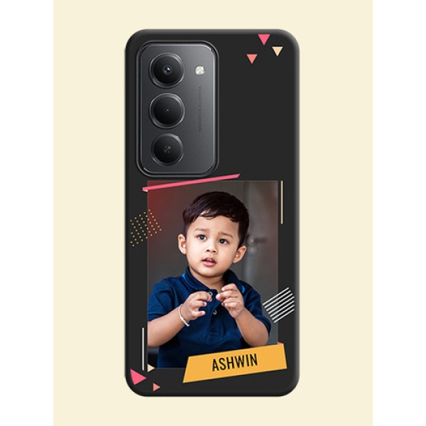 Photo Frame with Triangle Small Dots on Photo On Space Black Custom Soft Matte Mobile Back Cover - Redmi 15 5G Photo Frame with Triangle Small Dots on Photo On Space Black Custom Soft Matte Mobile Back Cover - Redmi 15 5G