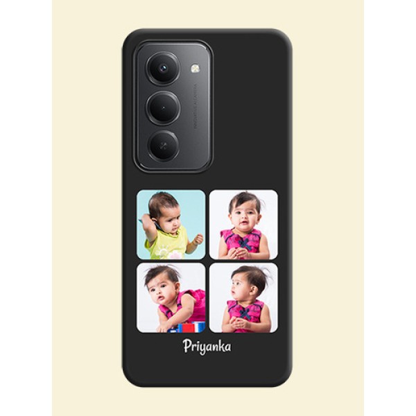 Floral Art with 6 Image Holder on Photo On Space Black Custom Soft Matte Mobile Back Cover - Redmi 15 5G Floral Art with 6 Image Holder on Photo On Space Black Custom Soft Matte Mobile Back Cover - Redmi 15 5G