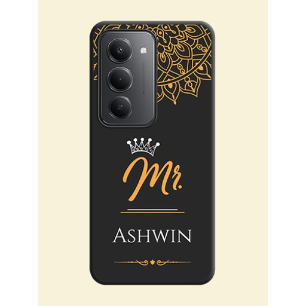 Mr Name with Floral Design On Space Black Custom Soft Matte Mobile Back Cover - Redmi 15 5G Mr Name with Floral Design On Space Black Custom Soft Matte Mobile Back Cover - Redmi 15 5G