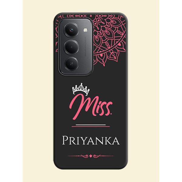 Mrs Name with Floral Design On Space Black Custom Soft Matte Mobile Back Cover - Redmi 15 5G Mrs Name with Floral Design On Space Black Custom Soft Matte Mobile Back Cover - Redmi 15 5G