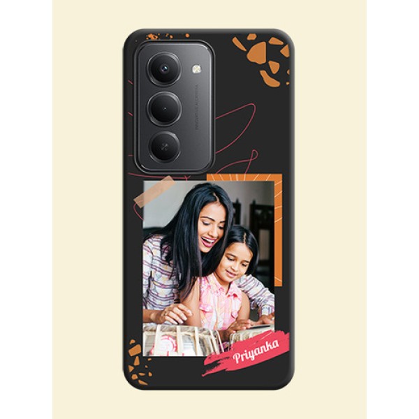 Orange Photo Frame On Space Black Custom Soft Matte Mobile Back Cover - Redmi 15 5G Orange Photo Frame On Space Black Custom Soft Matte Mobile Back Cover - Redmi 15 5G