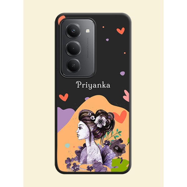 Namecase For Her With Fancy Lady Image On Space Black Custom Soft Matte Mobile Back Cover - Redmi 15 5G Namecase For Her With Fancy Lady Image On Space Black Custom Soft Matte Mobile Back Cover - Redmi 15 5G