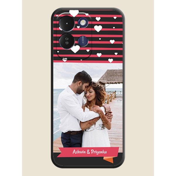 White Color Love Symbols with Pink Lines Pattern On Space Black Custom Soft Matte Mobile Back Cover - Redmi 17 5G White Color Love Symbols with Pink Lines Pattern On Space Black Custom Soft Matte Mobile Back Cover - Redmi 17 5G