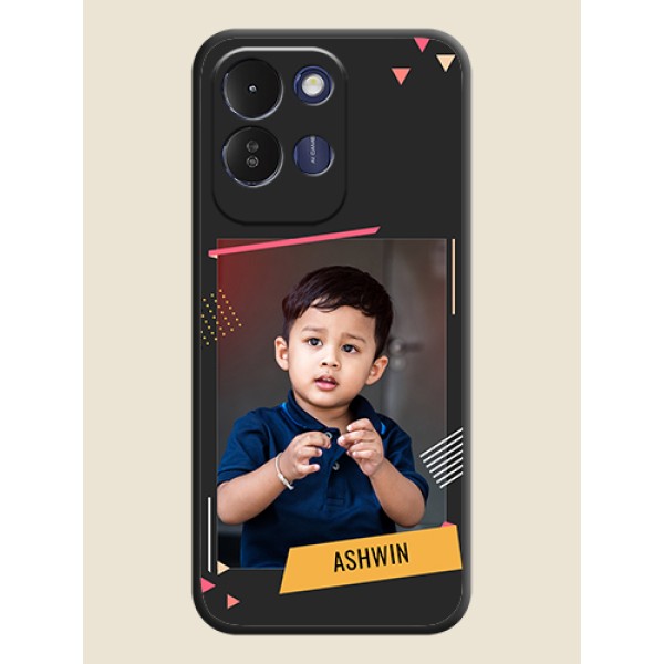 Photo Frame with Triangle Small Dots on Photo On Space Black Custom Soft Matte Mobile Back Cover - Redmi 17 5G Photo Frame with Triangle Small Dots on Photo On Space Black Custom Soft Matte Mobile Back Cover - Redmi 17 5G